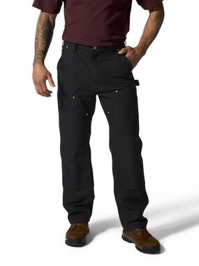 Mens Carhartt Firm Duck Double Front Dungaree Pants Carpenter Work 36 x 34 Black